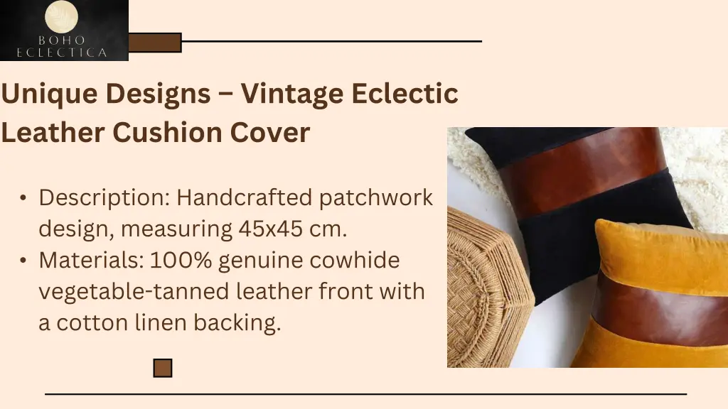 unique designs vintage eclectic leather cushion