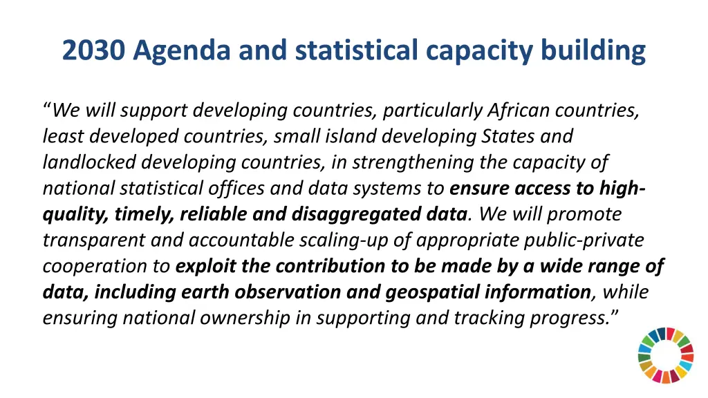 2030 agenda and statistical capacity building