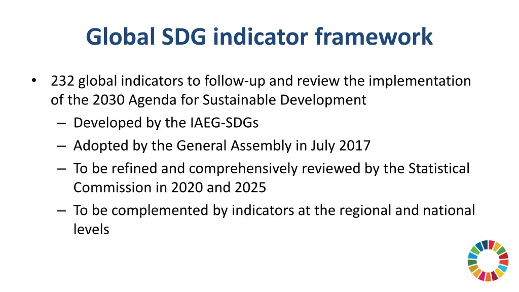 global sdg indicator framework