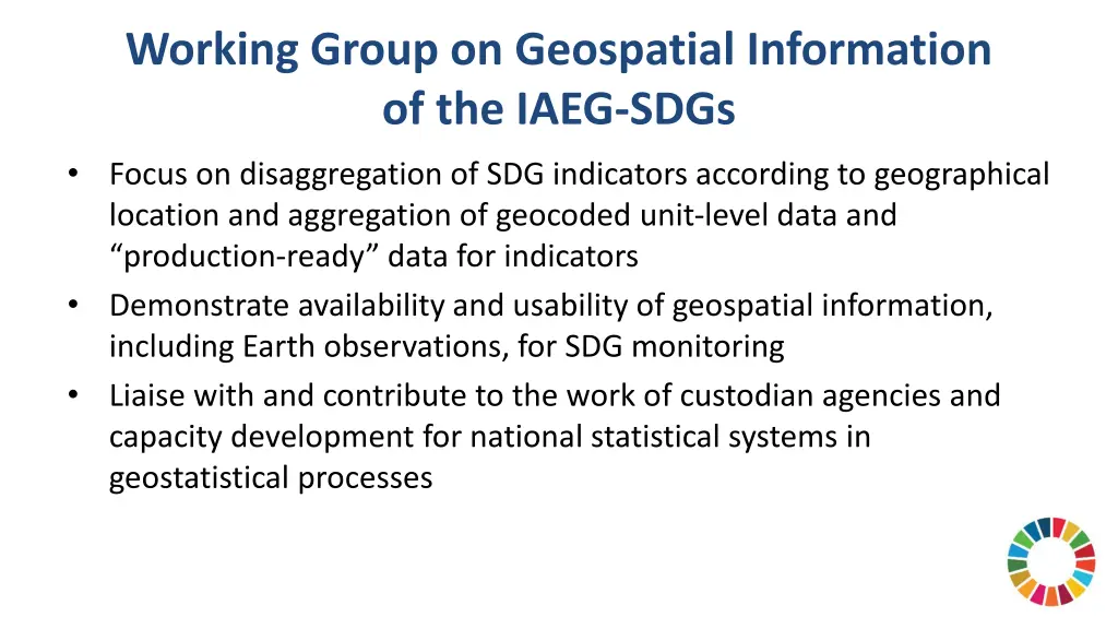 working group on geospatial information