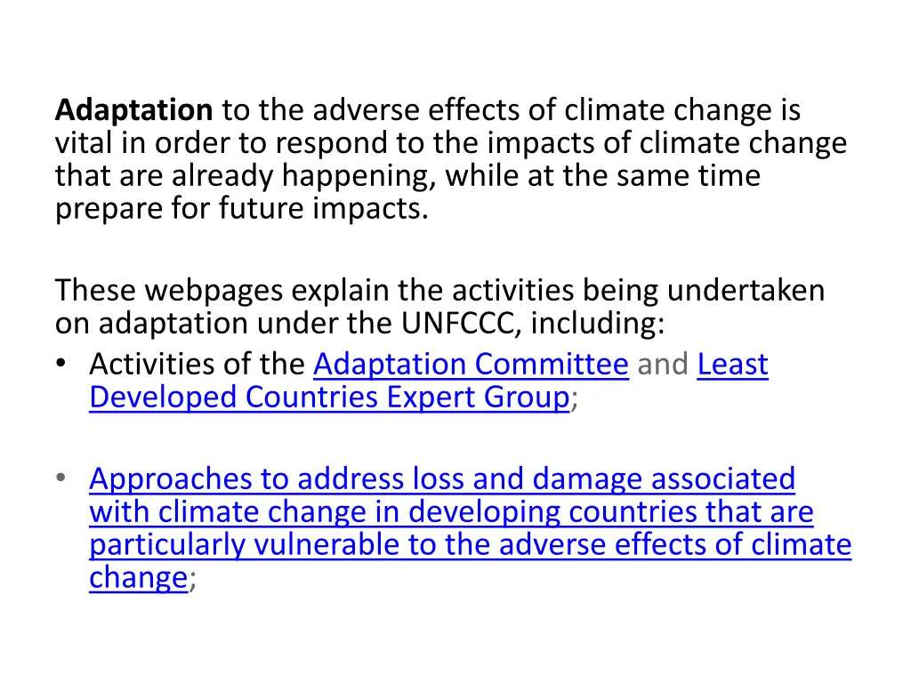 adaptation to the adverse effects of climate