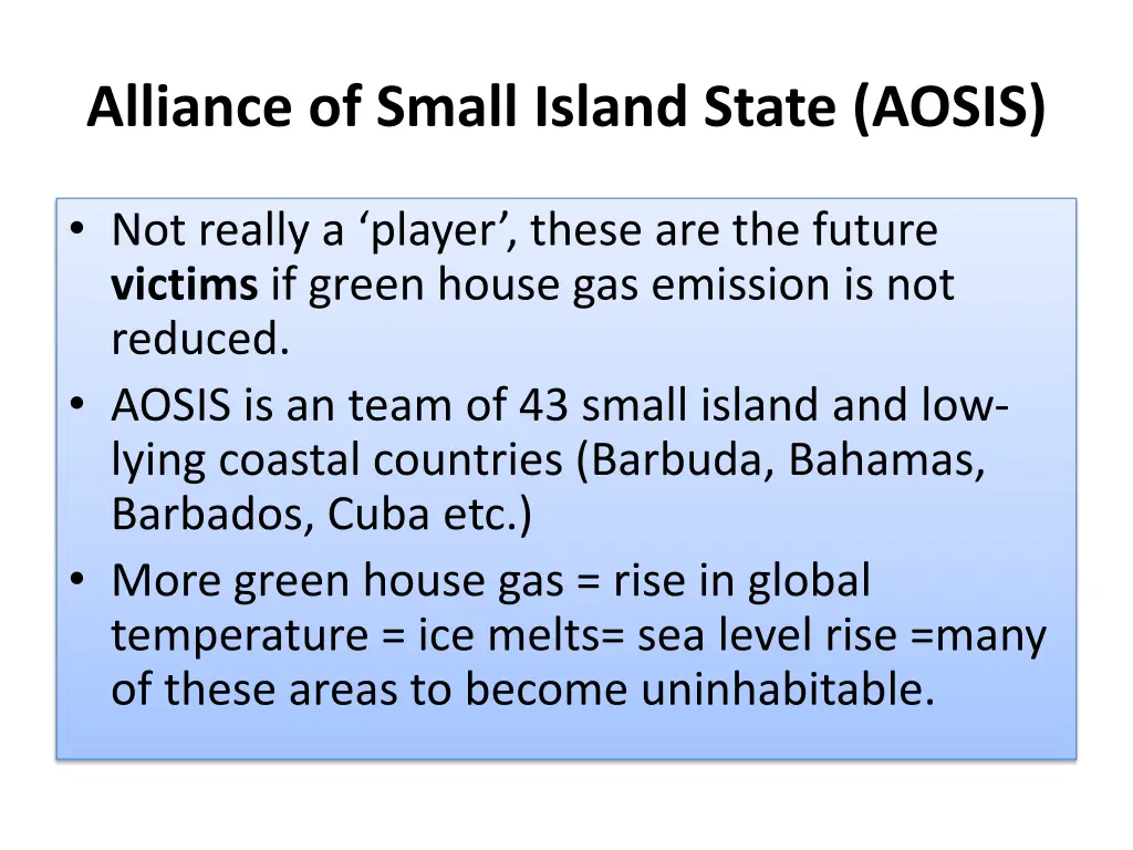 alliance of small island state aosis