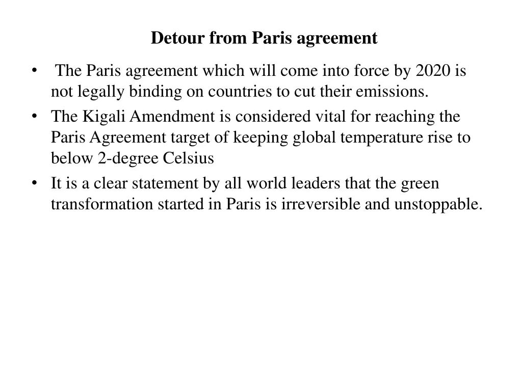 detour from paris agreement