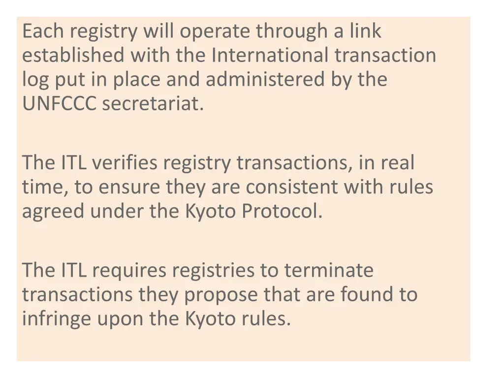 each registry will operate through a link