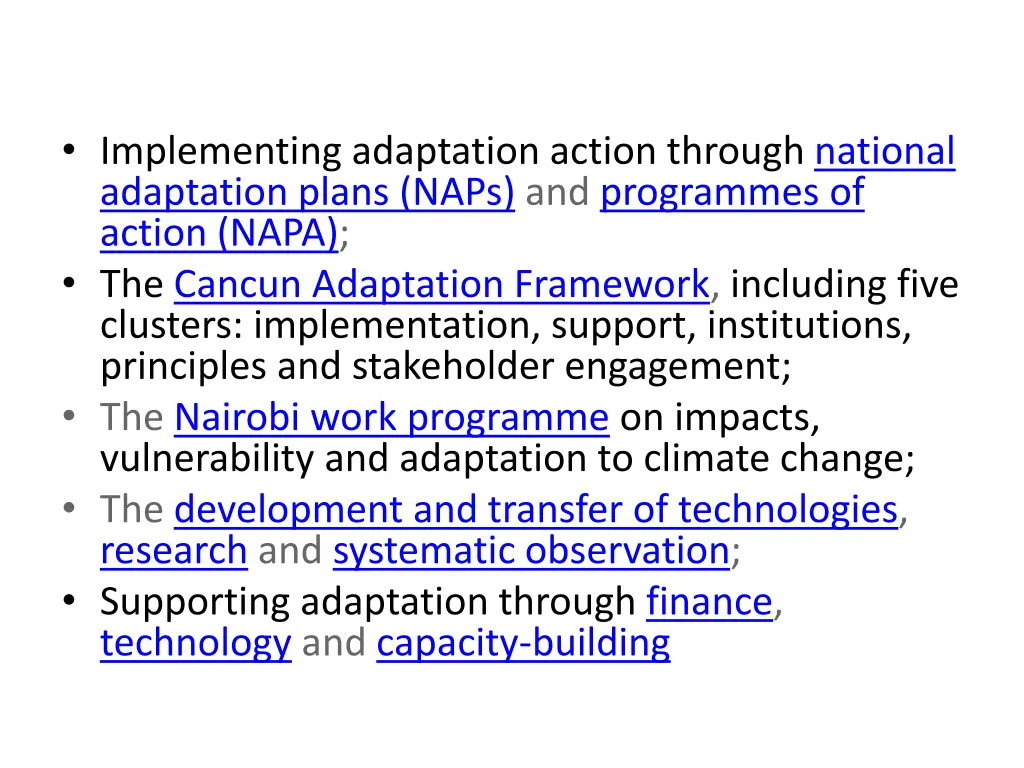 implementing adaptation action through national