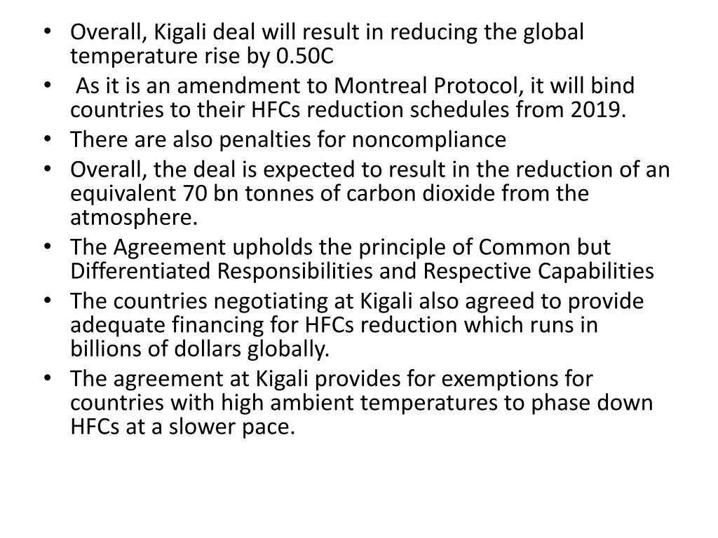 overall kigali deal will result in reducing