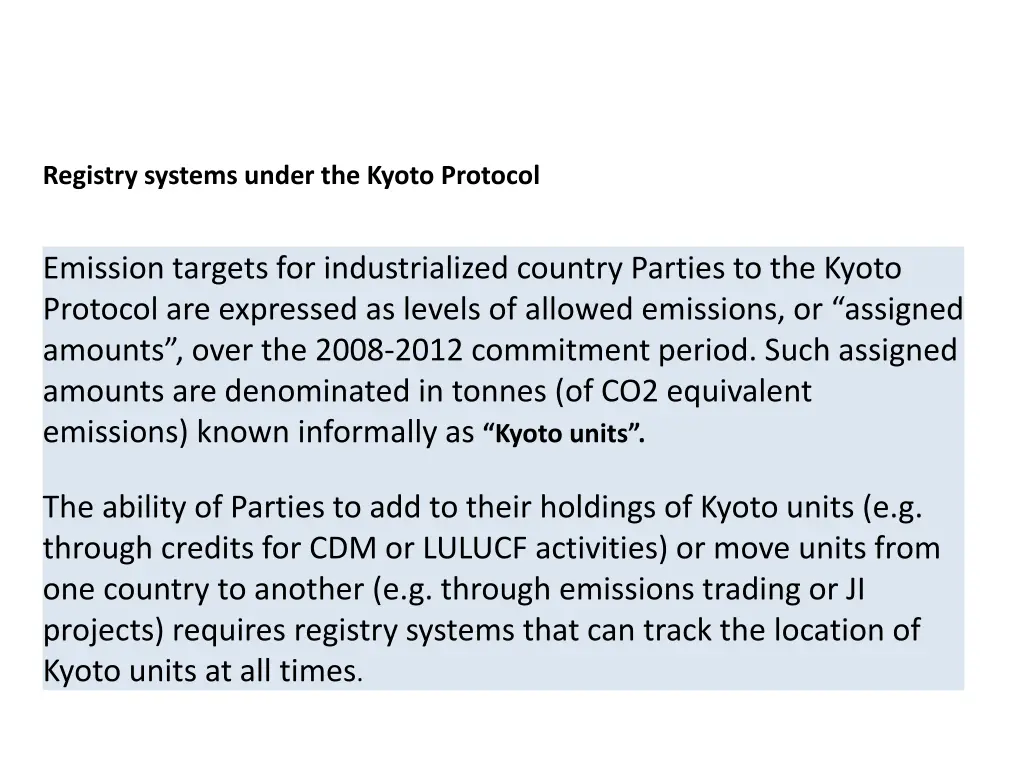 registry systems under the kyoto protocol