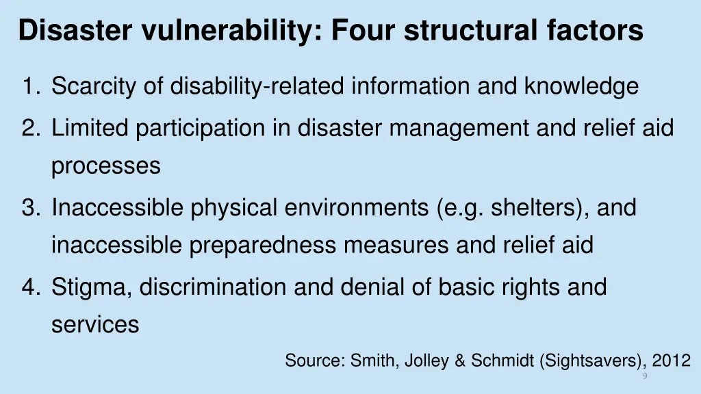 disaster vulnerability four structural factors