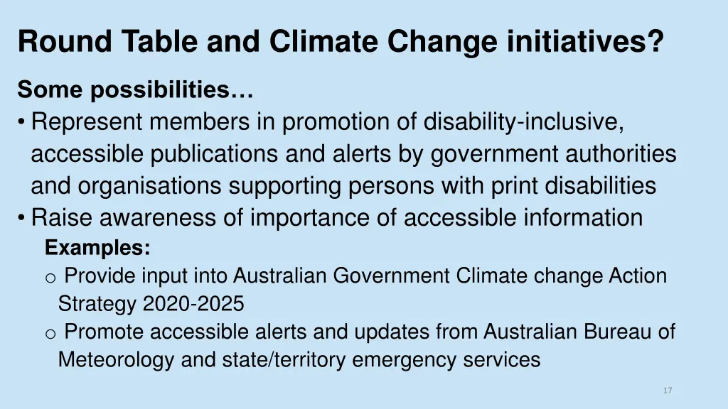 round table and climate change initiatives