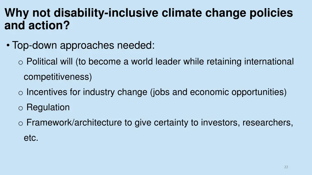 why not disability inclusive climate change