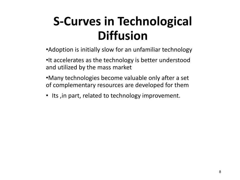 s curves in technological diffusion adoption