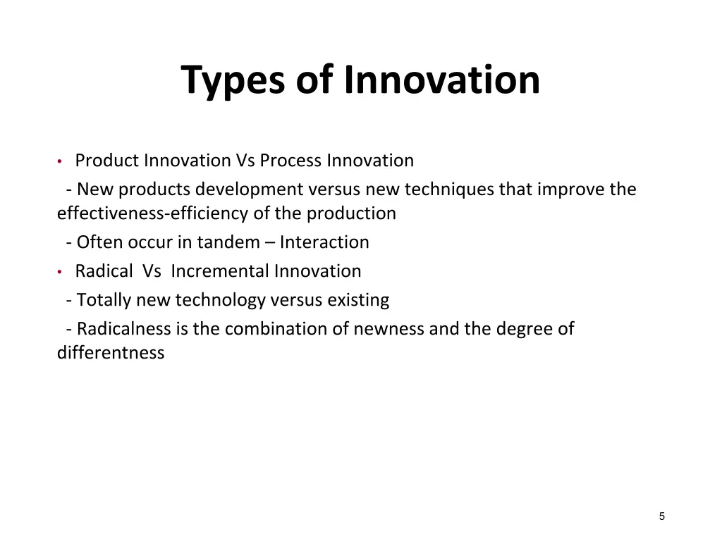 types of innovation