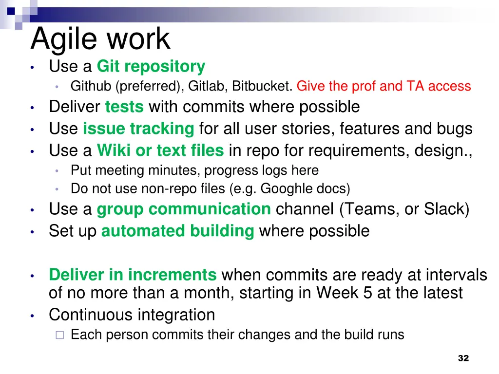 agile work use a git repository github preferred