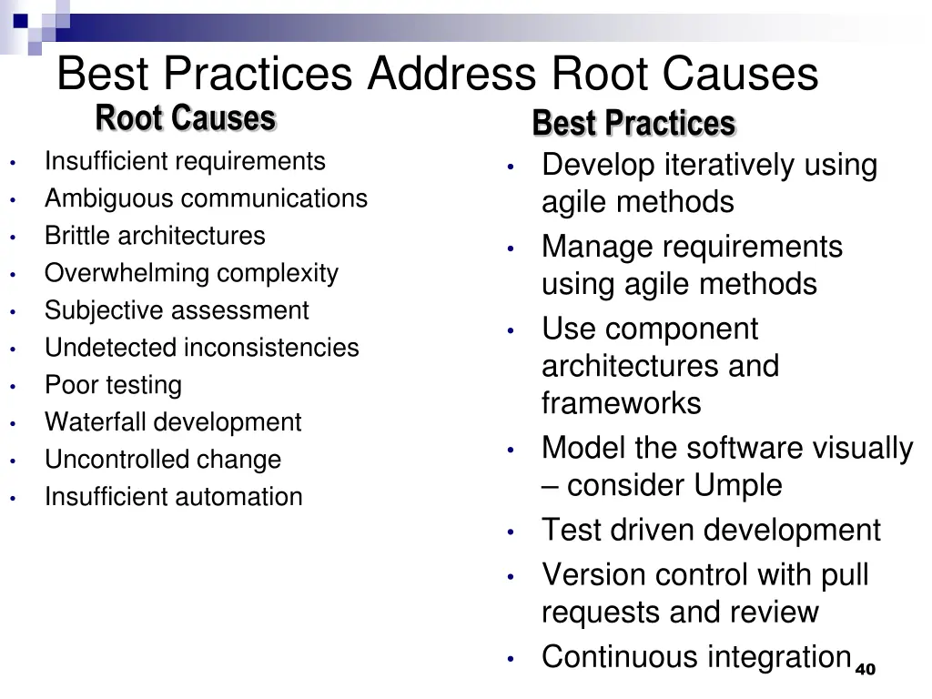 best practices address root causes