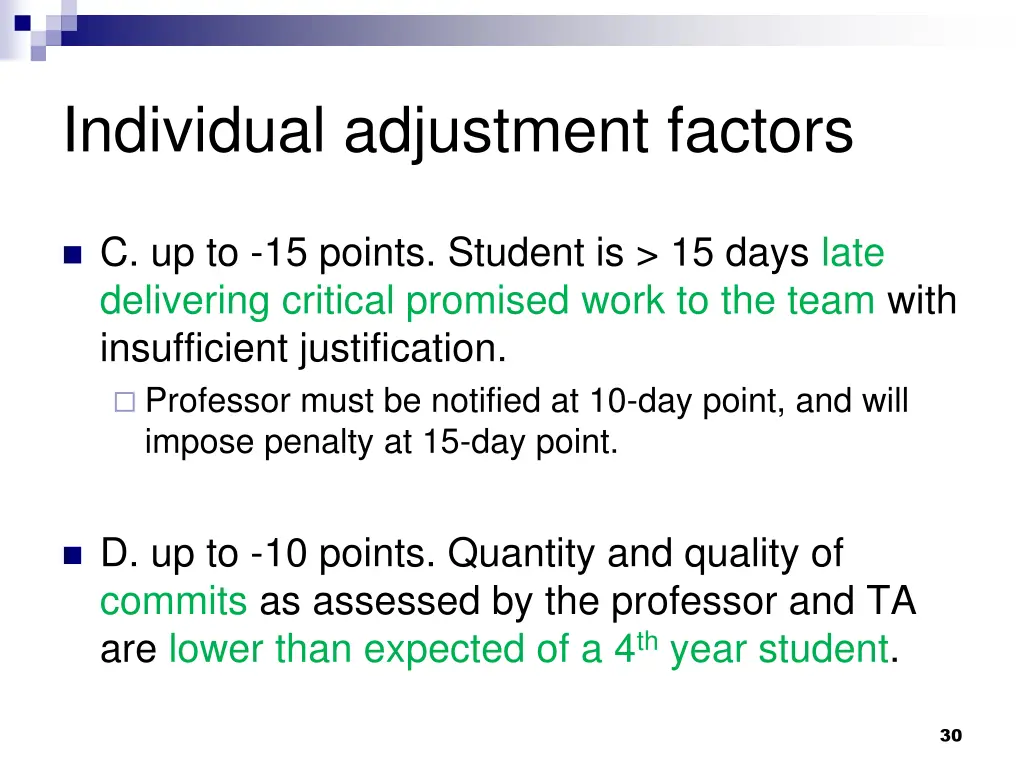 individual adjustment factors