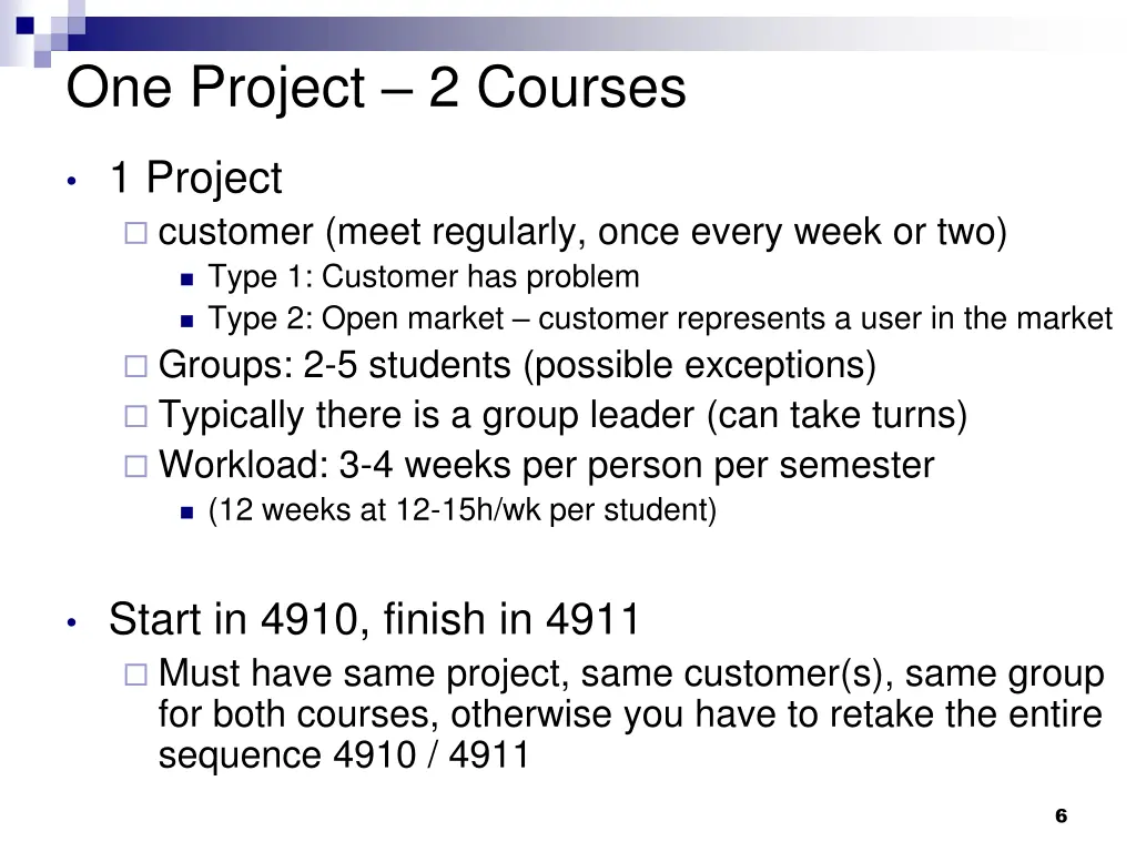 one project 2 courses