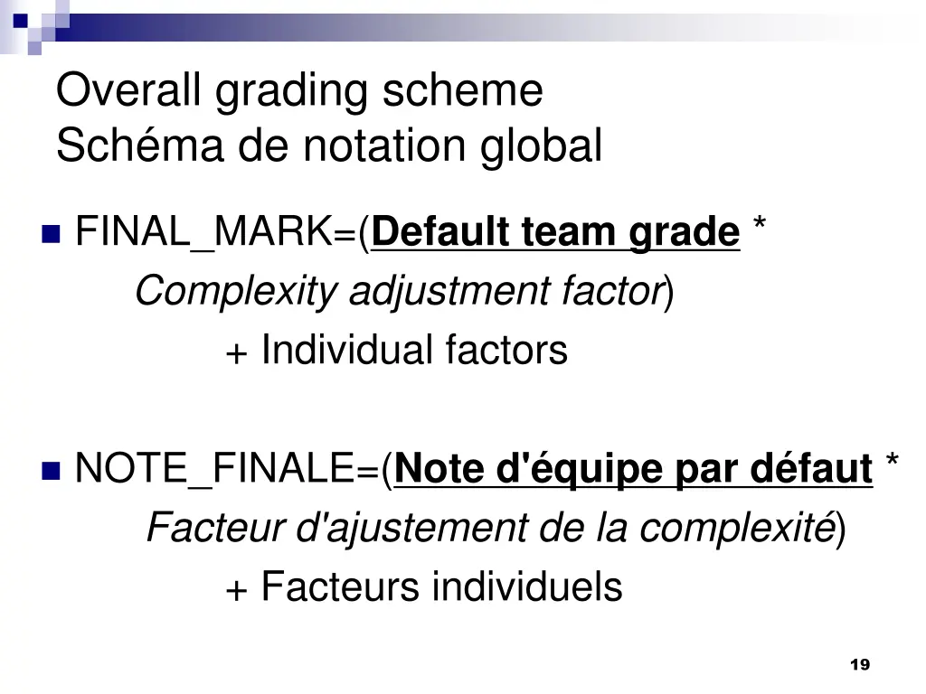 overall grading scheme sch ma de notation global