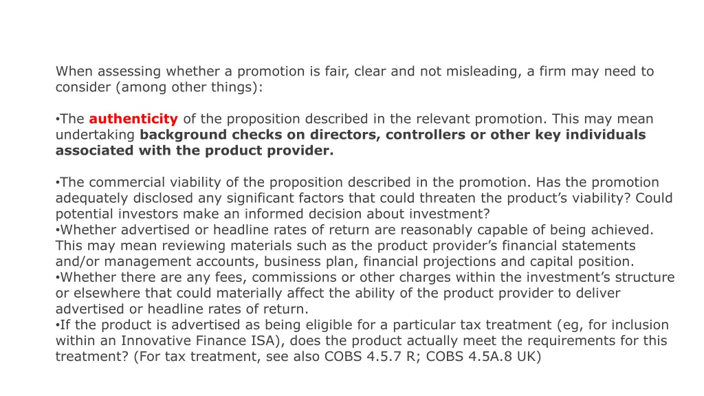 when assessing whether a promotion is fair clear