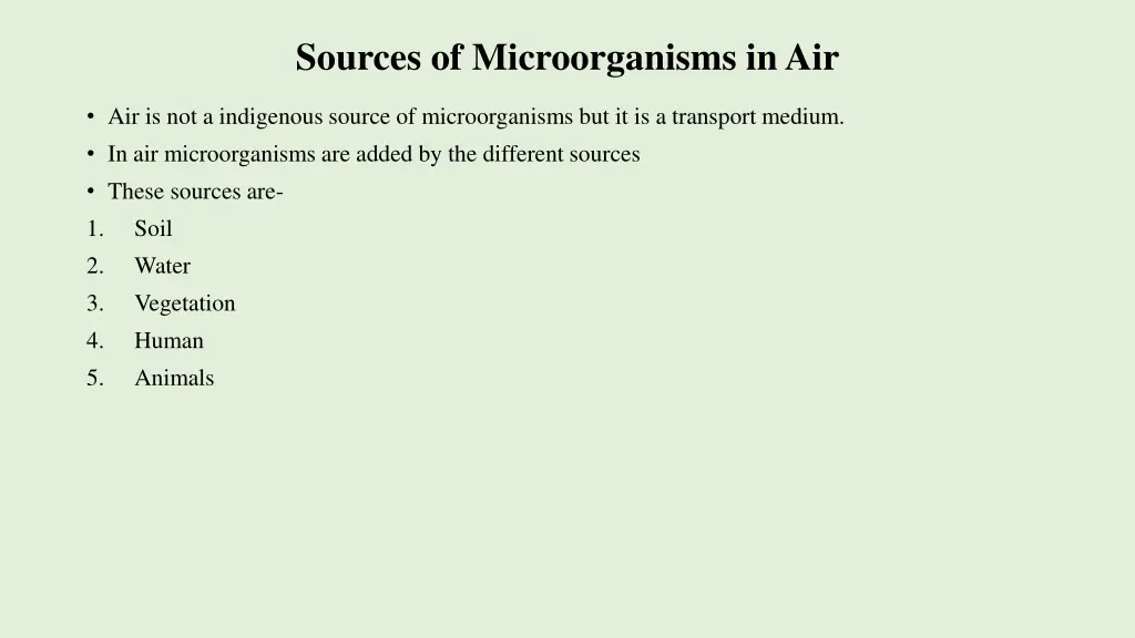sources of microorganisms in air