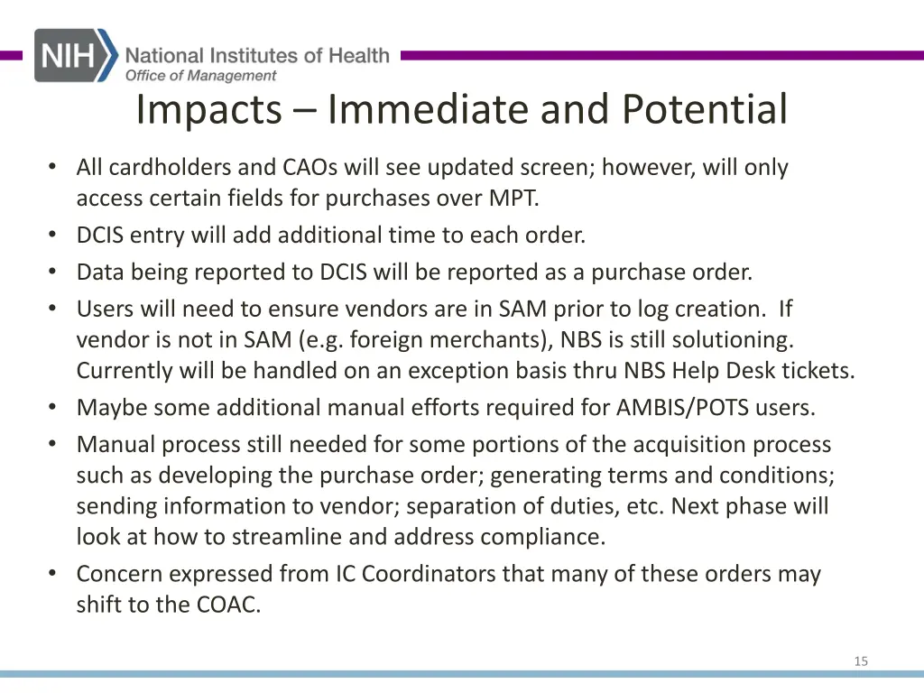 impacts immediate and potential