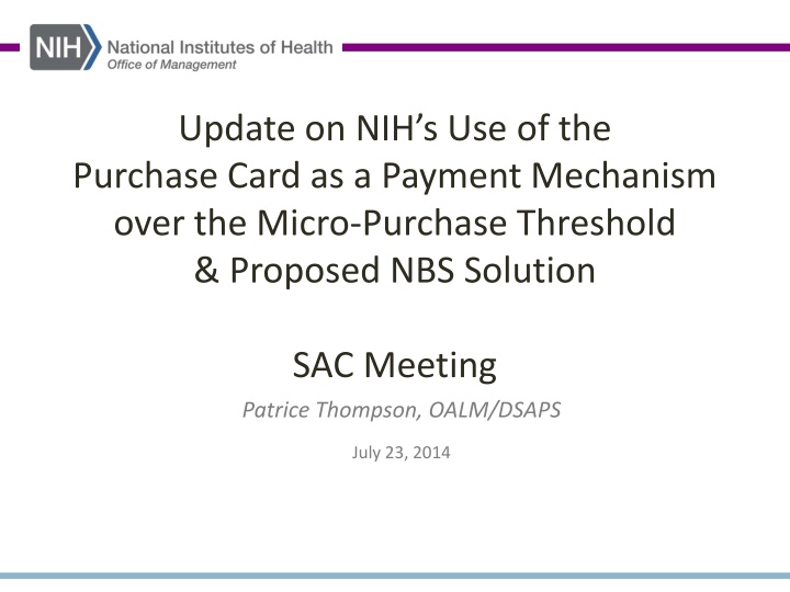update on nih s use of the purchase card