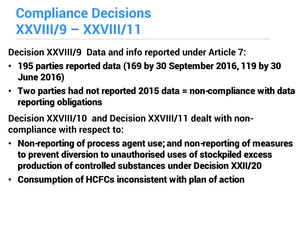 compliance decisions xxviii 9 xxviii 11
