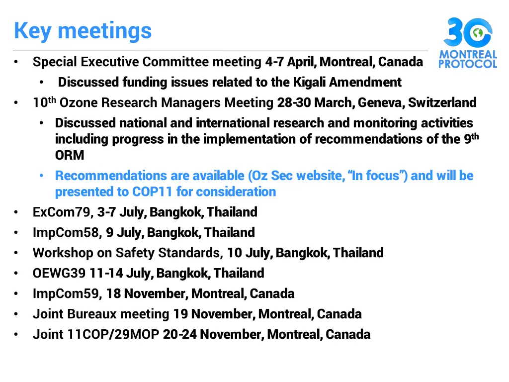 key meetings