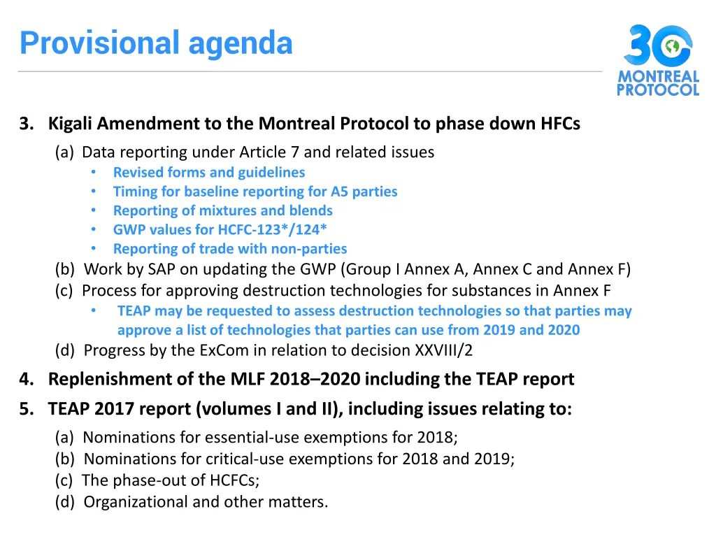 provisional agenda