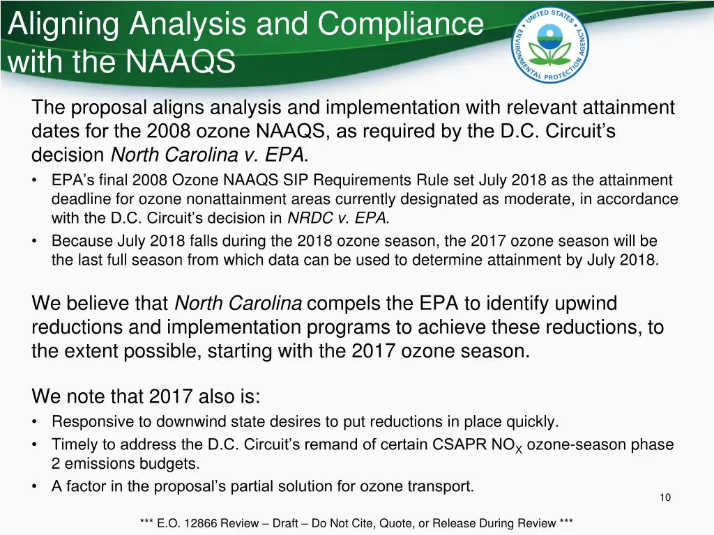 aligning analysis and compliance with the naaqs