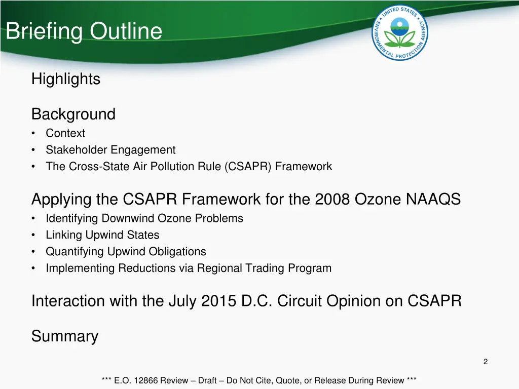 briefing outline
