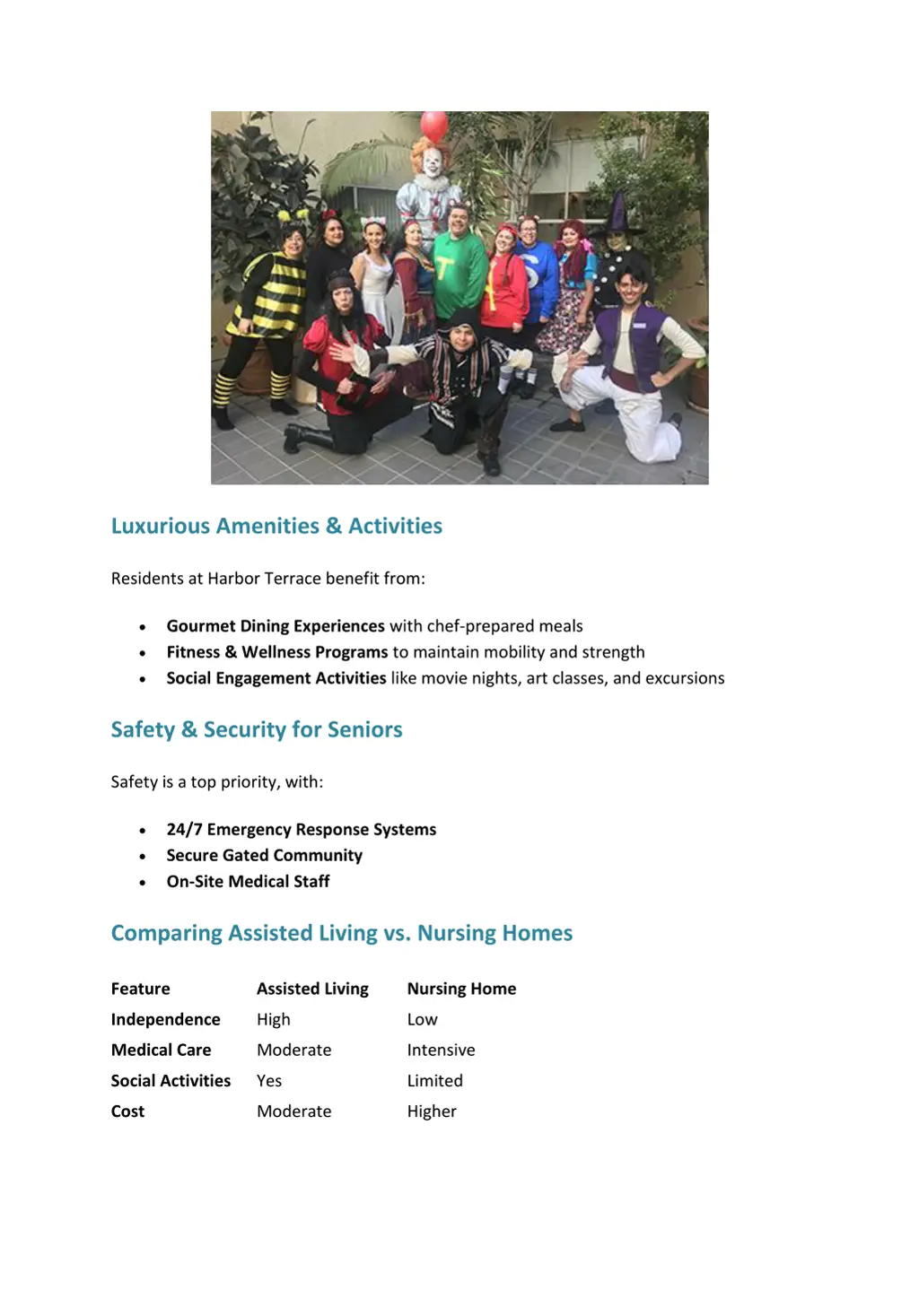 luxurious amenities activities