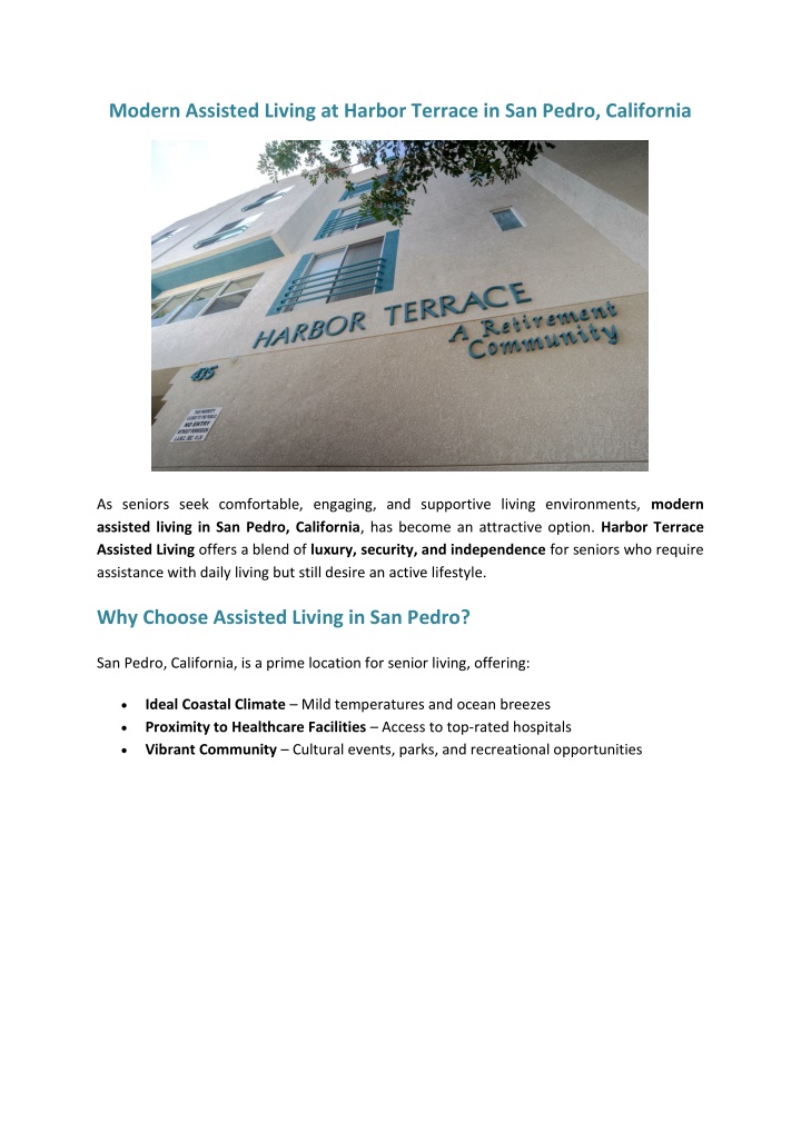 modern assisted living at harbor terrace