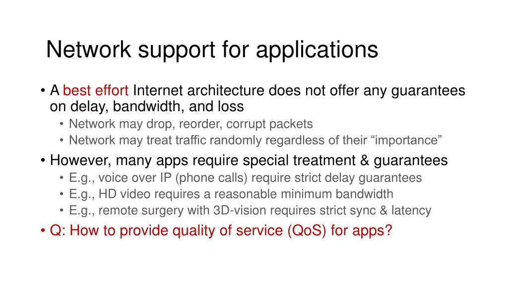 network support for applications