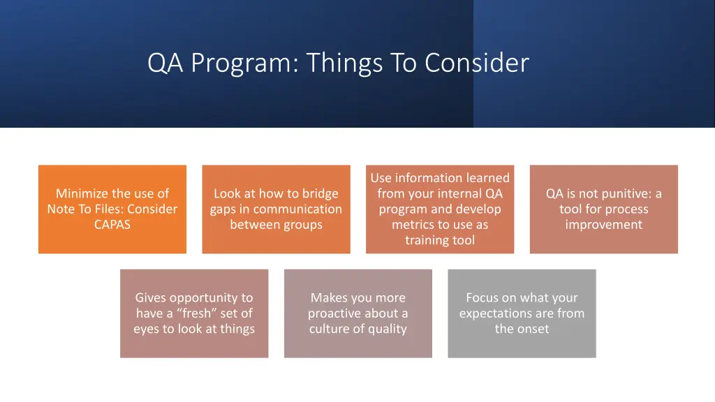 qa program things to consider