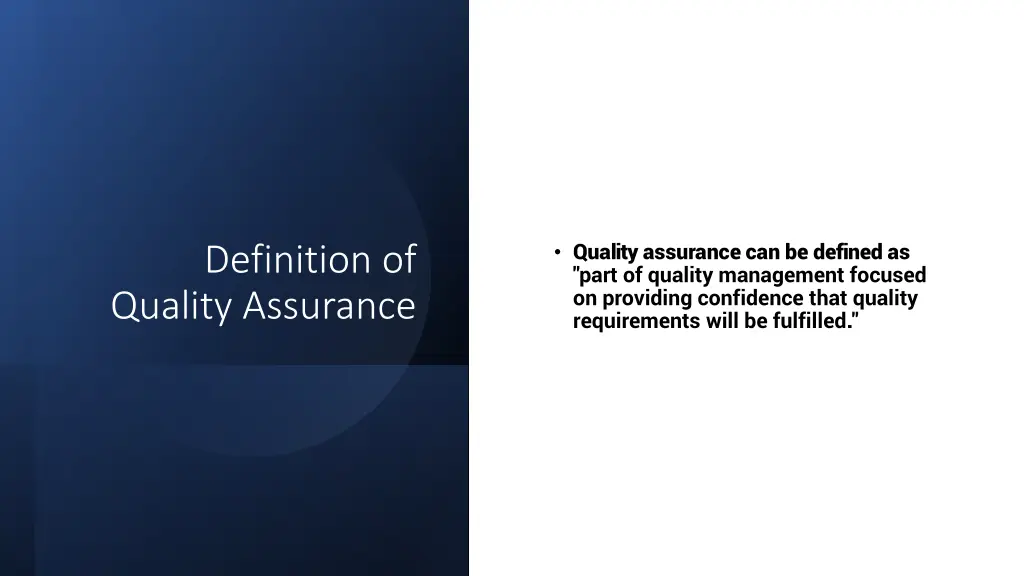 quality assurance can be defined as part