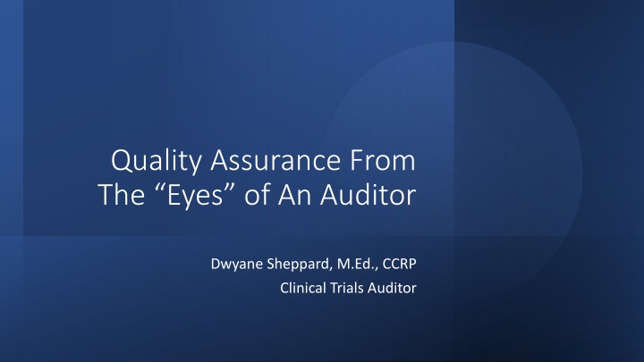 quality assurance from the eyes of an auditor