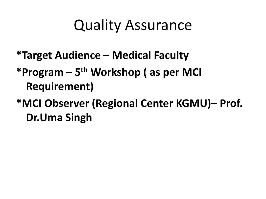 quality assurance