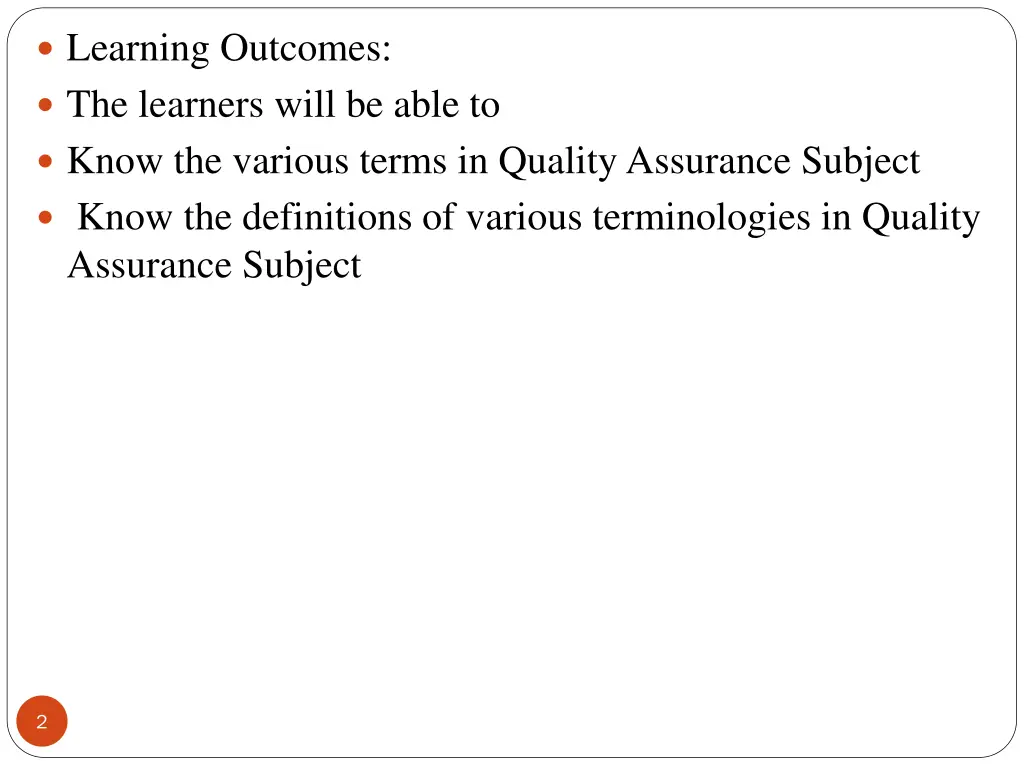 learning outcomes the learners will be able