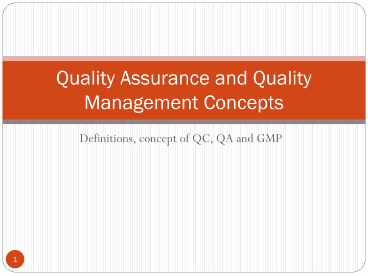 quality assurance and quality management concepts