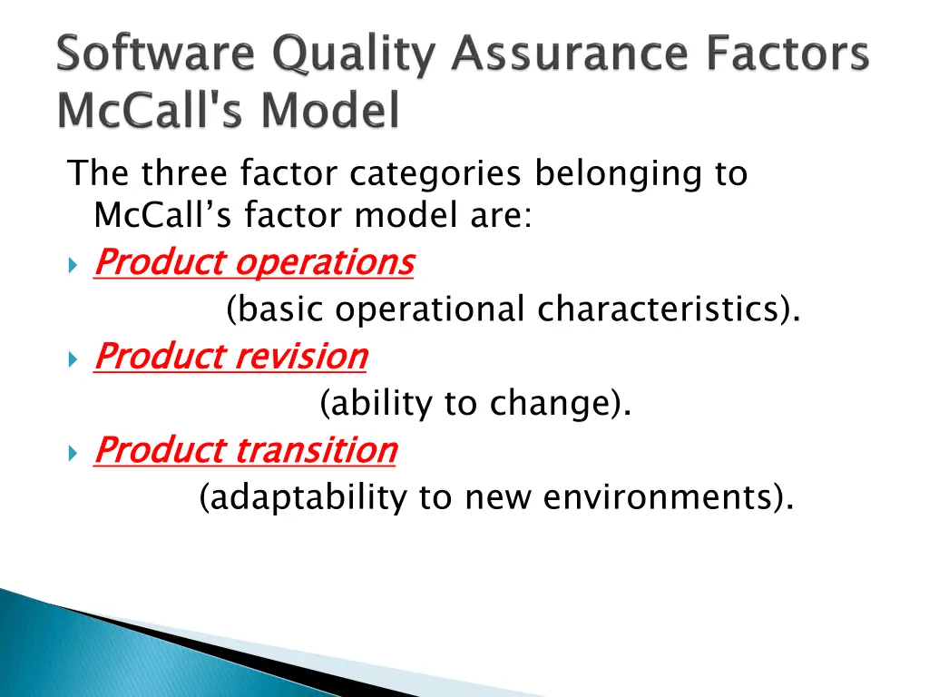 the three factor categories belonging to mccall