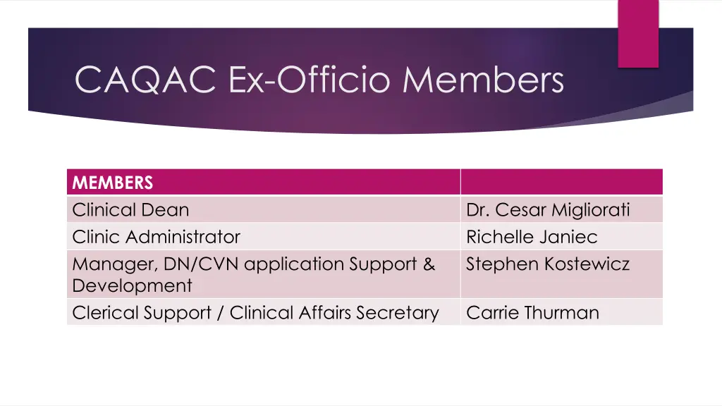 caqac ex officio members