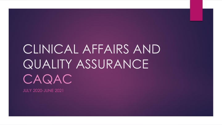 clinical affairs and quality assurance caqac july