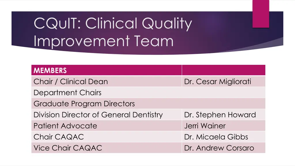 cquit clinical quality improvement team 1