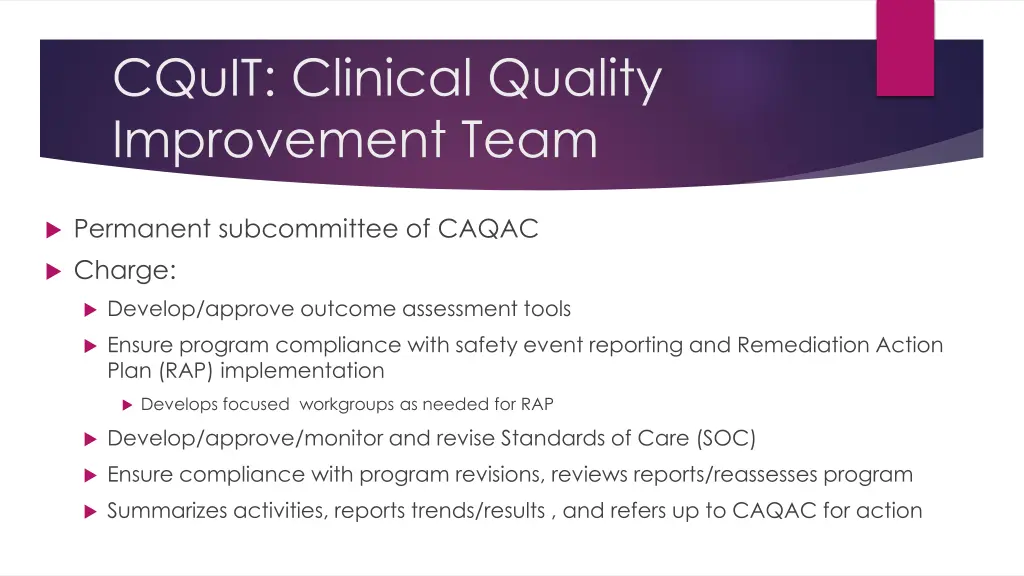 cquit clinical quality improvement team