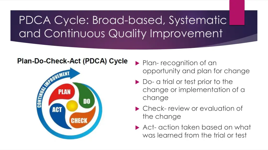pdca cycle broad based systematic and continuous