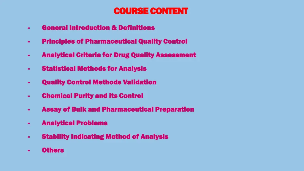 course content course content