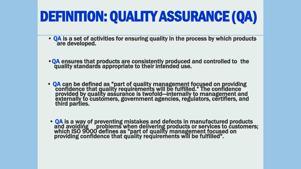 definition quality assurance qa definition
