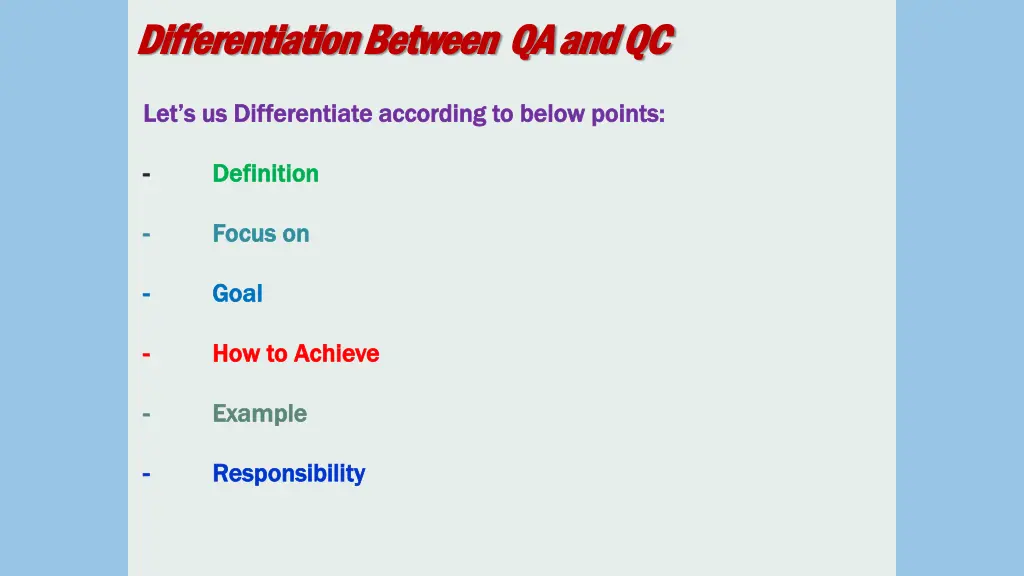 differentiation between qa and qc differentiation