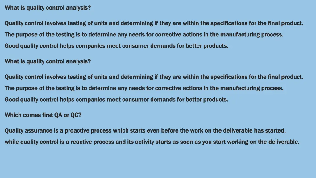 what what is quality control analysis is quality