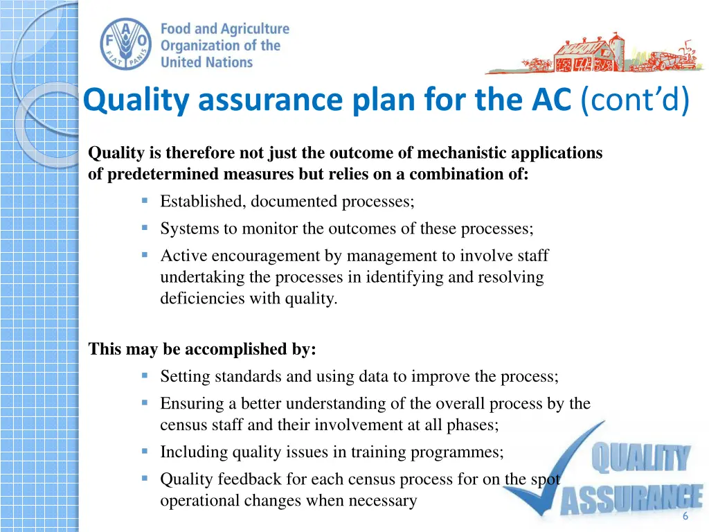quality assurance plan for the ac cont d 1